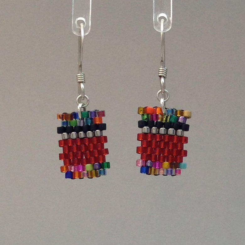 Short Confetti Red Earring